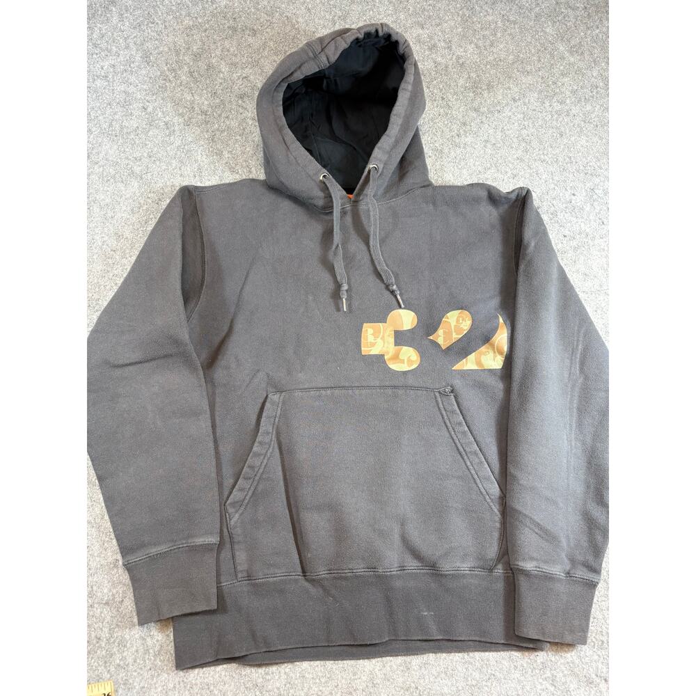 32 Brand Hoodie Mens Medium Gray Graphic Pullover Fleece Sweatshirt Streetwear
